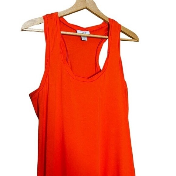 LOFT Vibrant Orange white Color-Block Razorback Tank Fluid Mini dress M - Picture 3 of 10